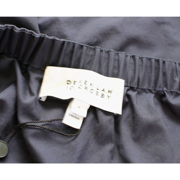 Derek Lam 10 Crosby Navy Blue Off the Shoulder Pompom Trim Tunic Top Blouse Sz 6 - Picture 7 of 10